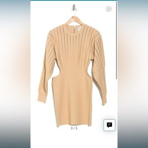HERVE LEGER cut Out Shadow Stripe Mini Dress NWT small $1300 retail